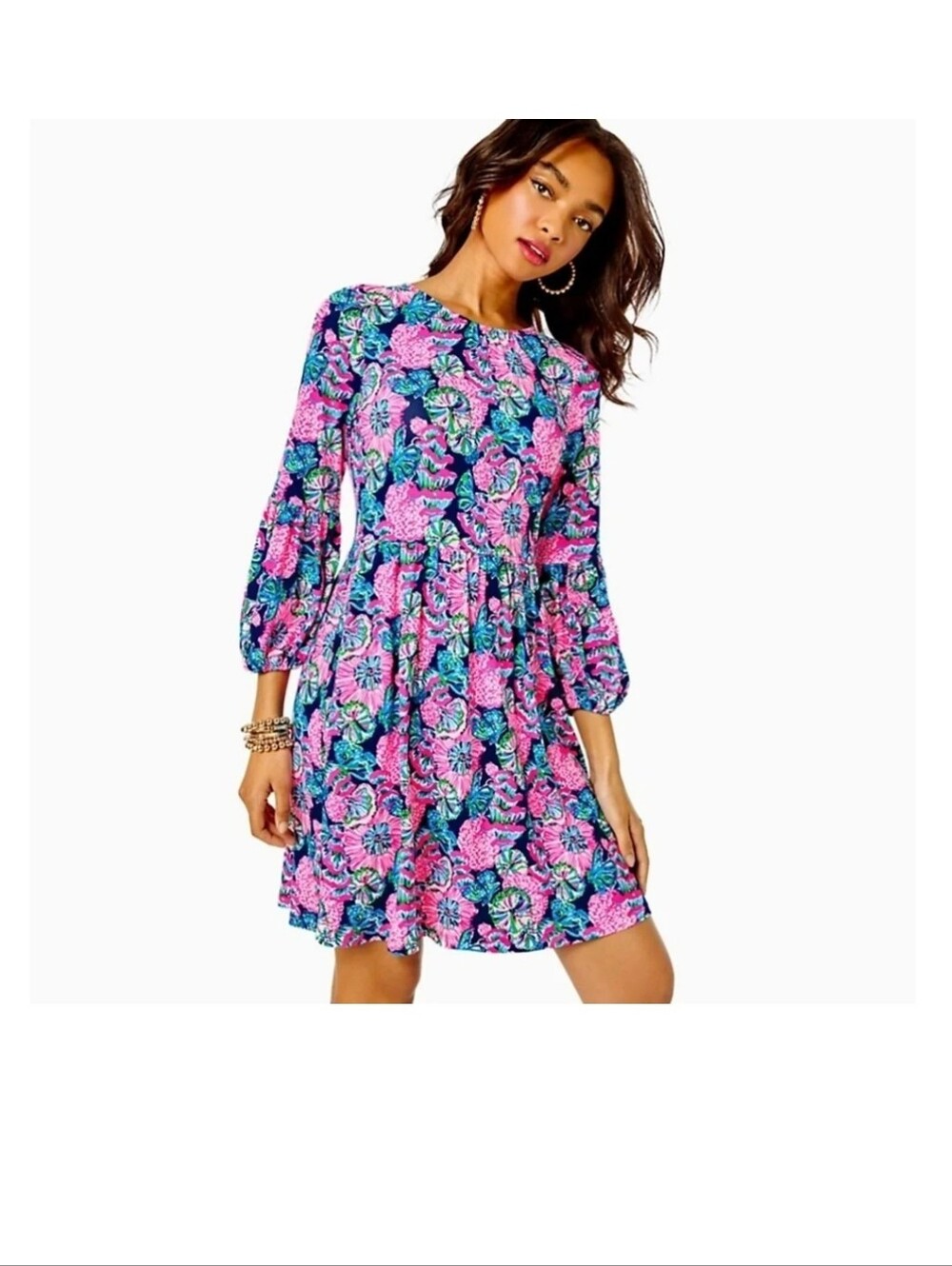 Lilly Pulitzer - Auralia Dress - Oyster Bay Navy Shroom with A View Size M